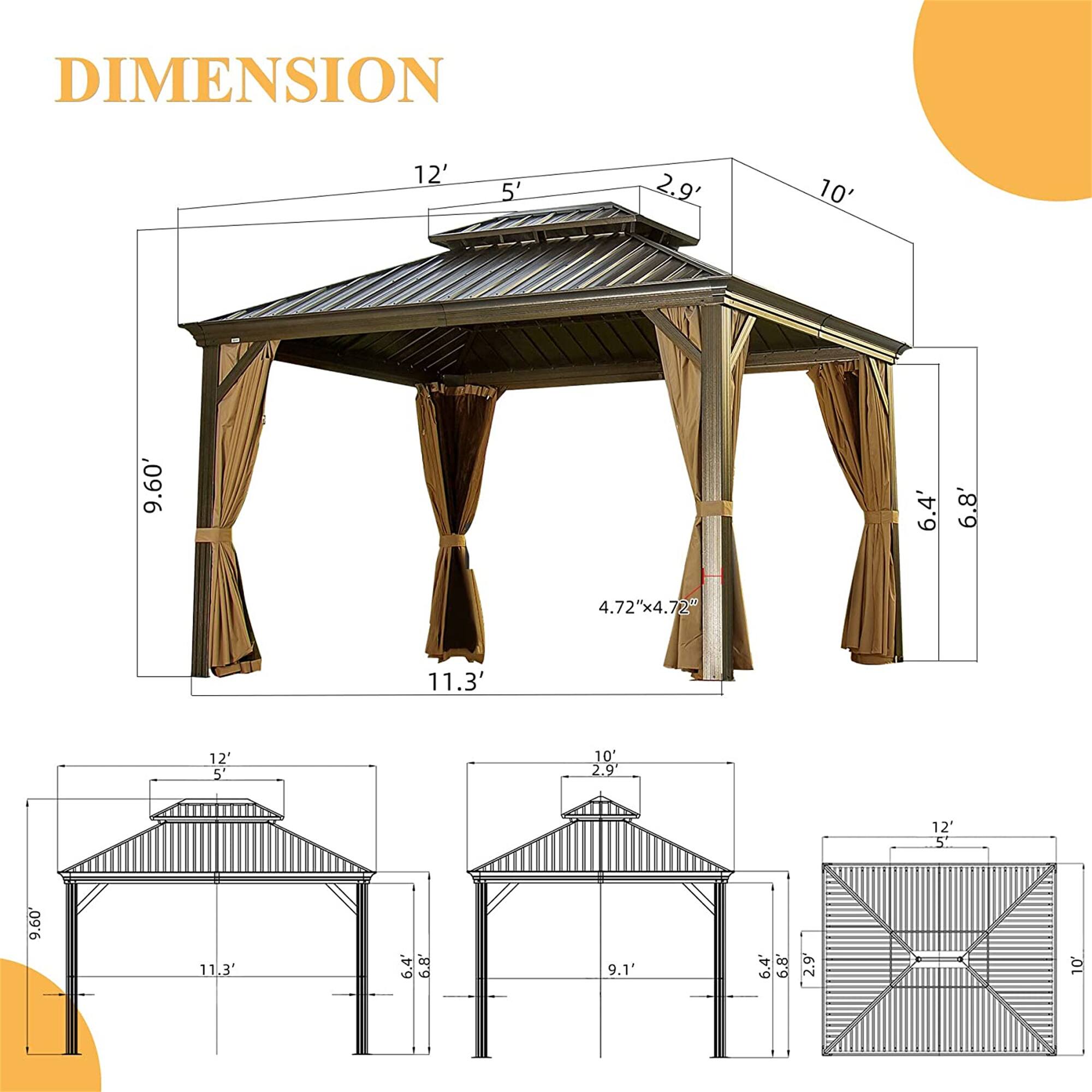 DIMENSION

12' x 5' x 2.9' x 10' x 9.60' x 6.4' x 6.8' x 4.72"x4.72" x 11.3' x 12' x 5' x 10' x 2.9' x 12' x 5' x 9.60' x 11.3' x 6.4" x 6.8' x 2.9' x 10'