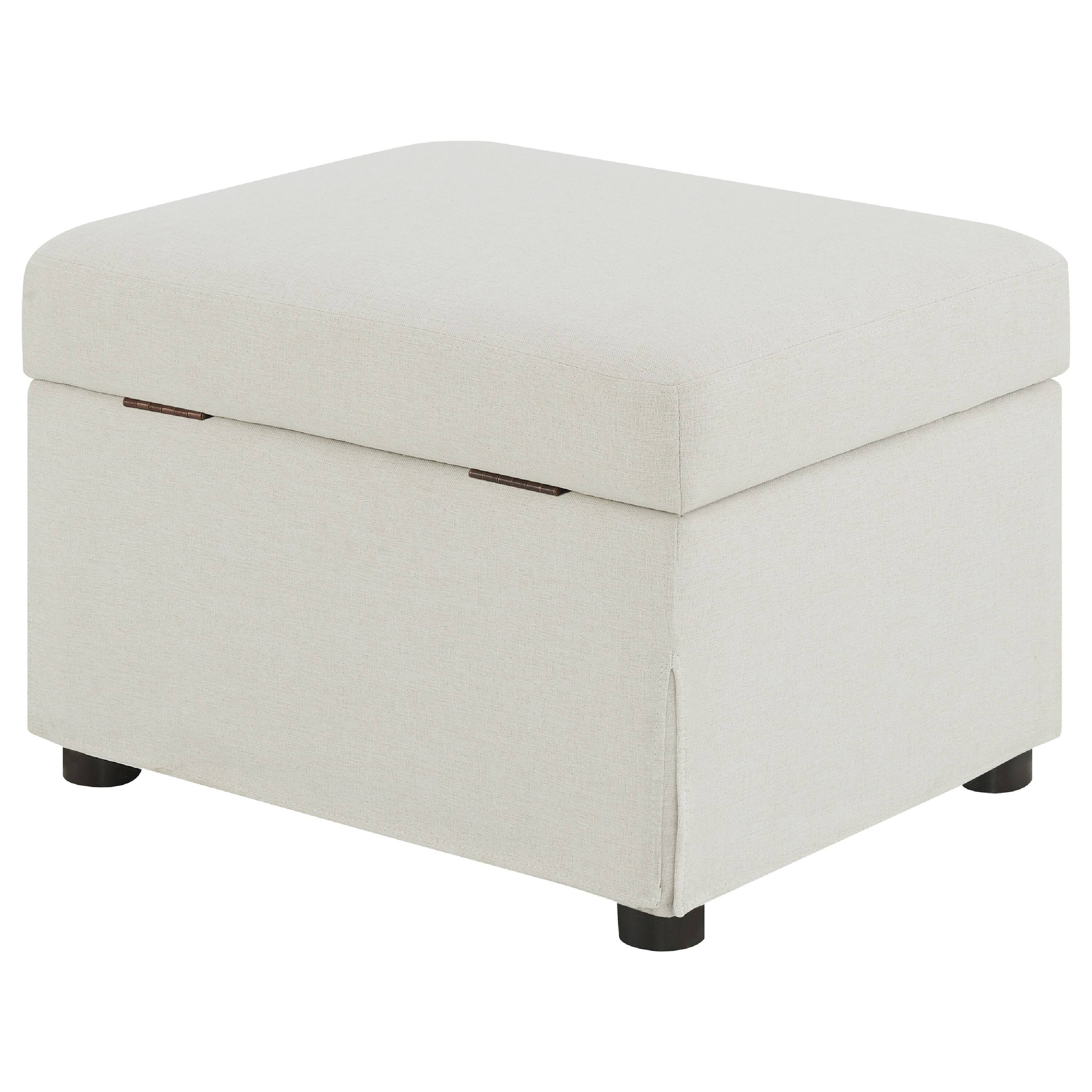 Alt View 5. Manhattan Lane - Jira Modern Storage Ottoman, Black Feet, Beige Upholstery, 24 Inch - Beige, Black.