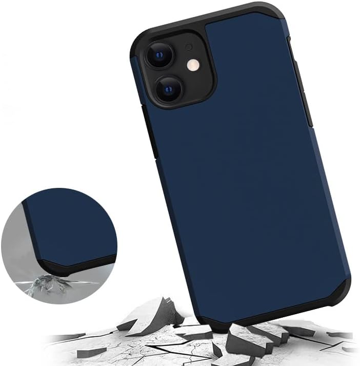 Angle. DuraSafe Cases - iPhone 12/iPhone 12 PRO - 6.1" Slim Shockproof Phone Case with Reinforced Corners - Navy Blue.