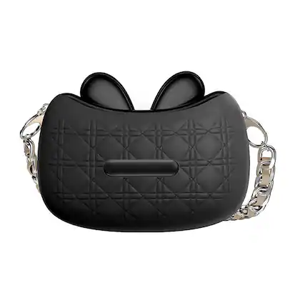 Front. PRIMEPLUS - Women's Bluetooth 5.4 Earbuds with Luxury Chain Case, 78H Long Battery Life Wireless Headphones, Fashion Gift - Black.