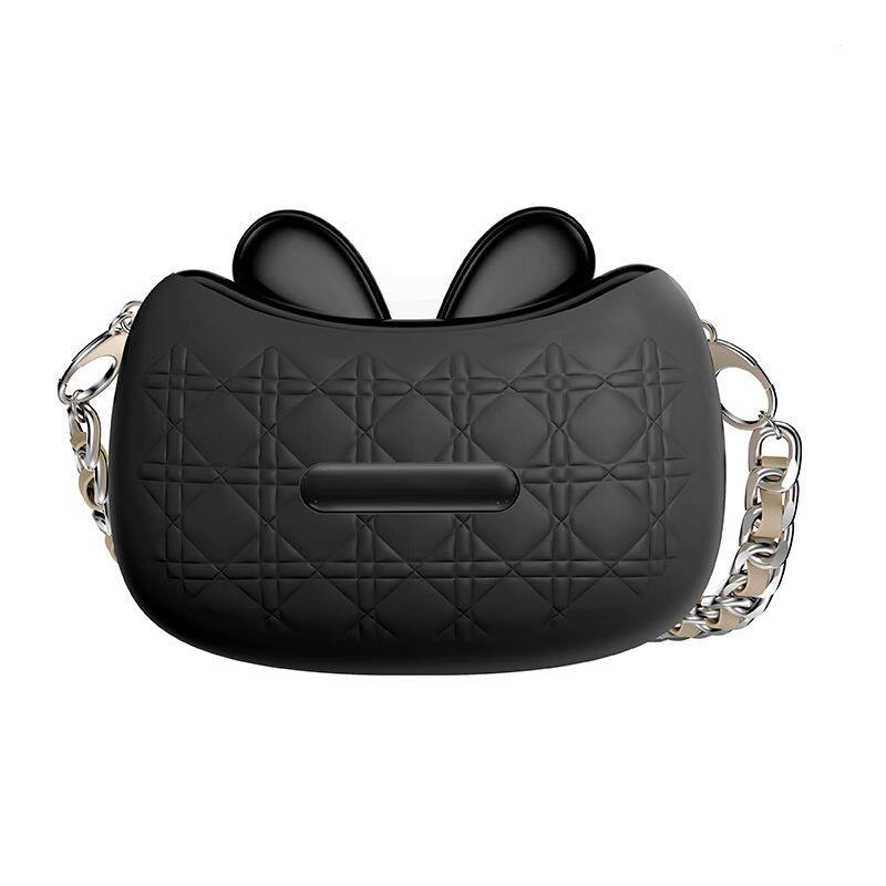 Front. PRIMEPLUS - Women's Bluetooth 5.4 Earbuds with Luxury Chain Case, 78H Long Battery Life Wireless Headphones, Fashion Gift - Black.