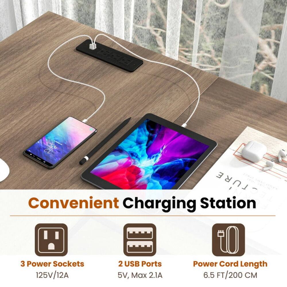 Convenient Charging Station

- 3 Power Sockets: 125V/12A
- 2 USB Ports: 5V, Max 2.1A
- Power Cord Length: 6.5 FT/200 CM