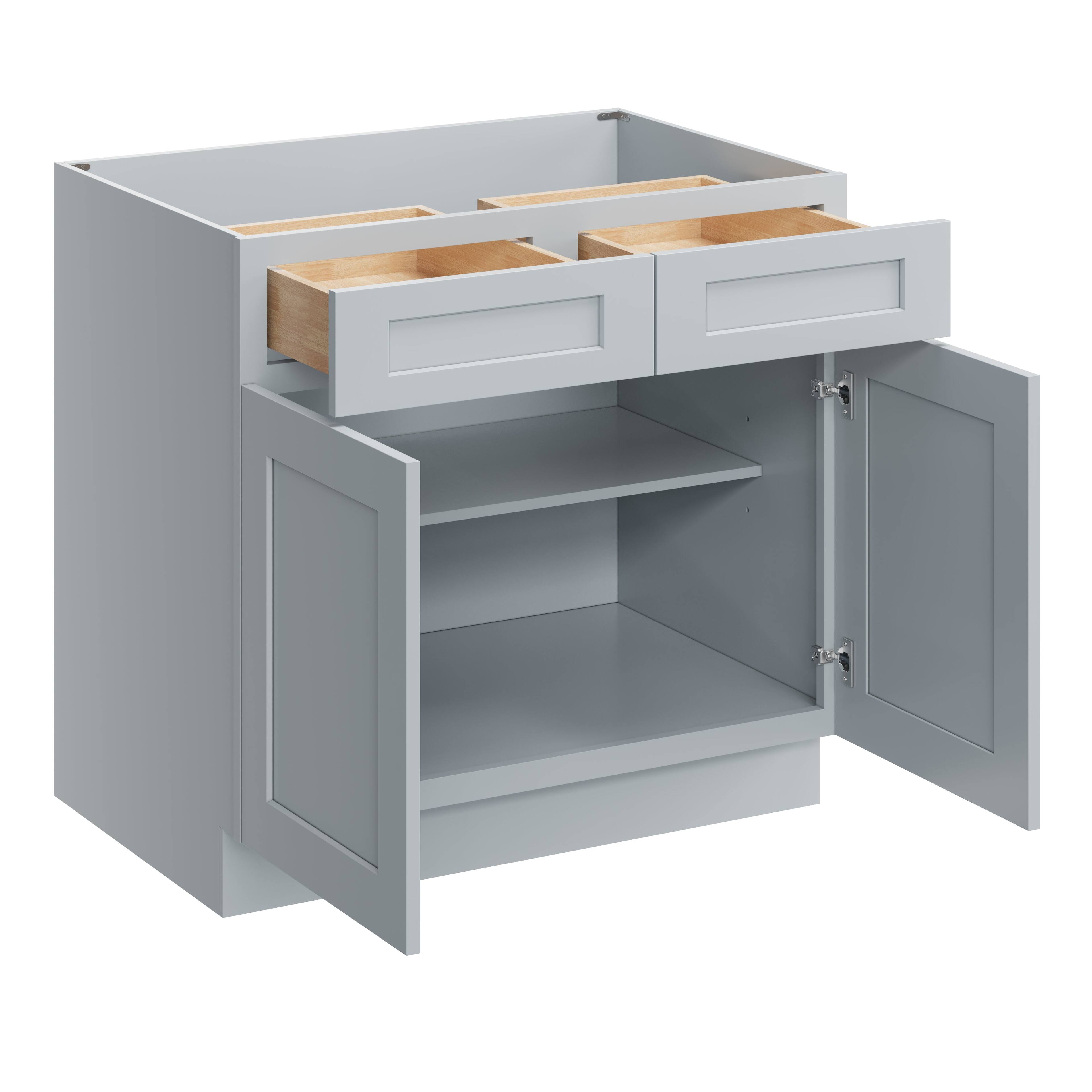 Alt View 1. Boyel Living - 36 Inch Dove Grey Kitchen Base Cabinet with Full Overlay and Soft-Close System - Dove Grey.