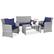 Front. Best Choice Products - Best Choice Products 4-Piece Outdoor Wicker Patio Conversation Furniture Set w/ Table, Cushions - Gray/Navy - Gray/Navy.
