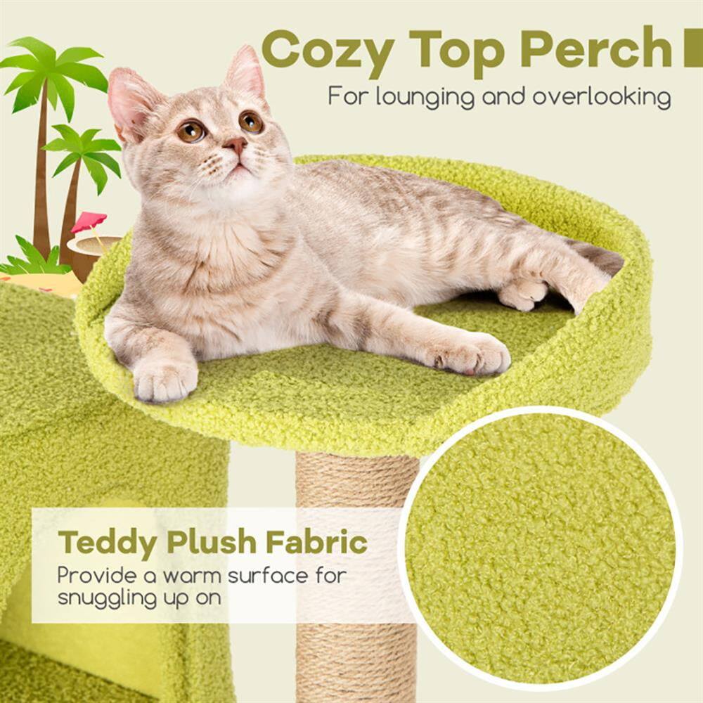 Cozy Top Perch  
For lounging and overlooking  

Teddy Plush Fabric  
Provide a warm surface for snuggling up on