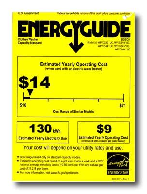 Energy Guide. Bosch - Vision 3.3 Cu. Ft. 15-Cycle Washer - White.