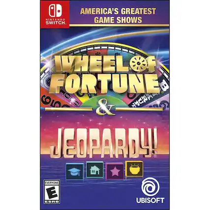 OD AMERICA'S GREATEST GAME SHOWS SWITCH. WHEEL OF FORTUNE & JEOPARDY! EVERYONE ESRB UBISOFT - E (Everyone)