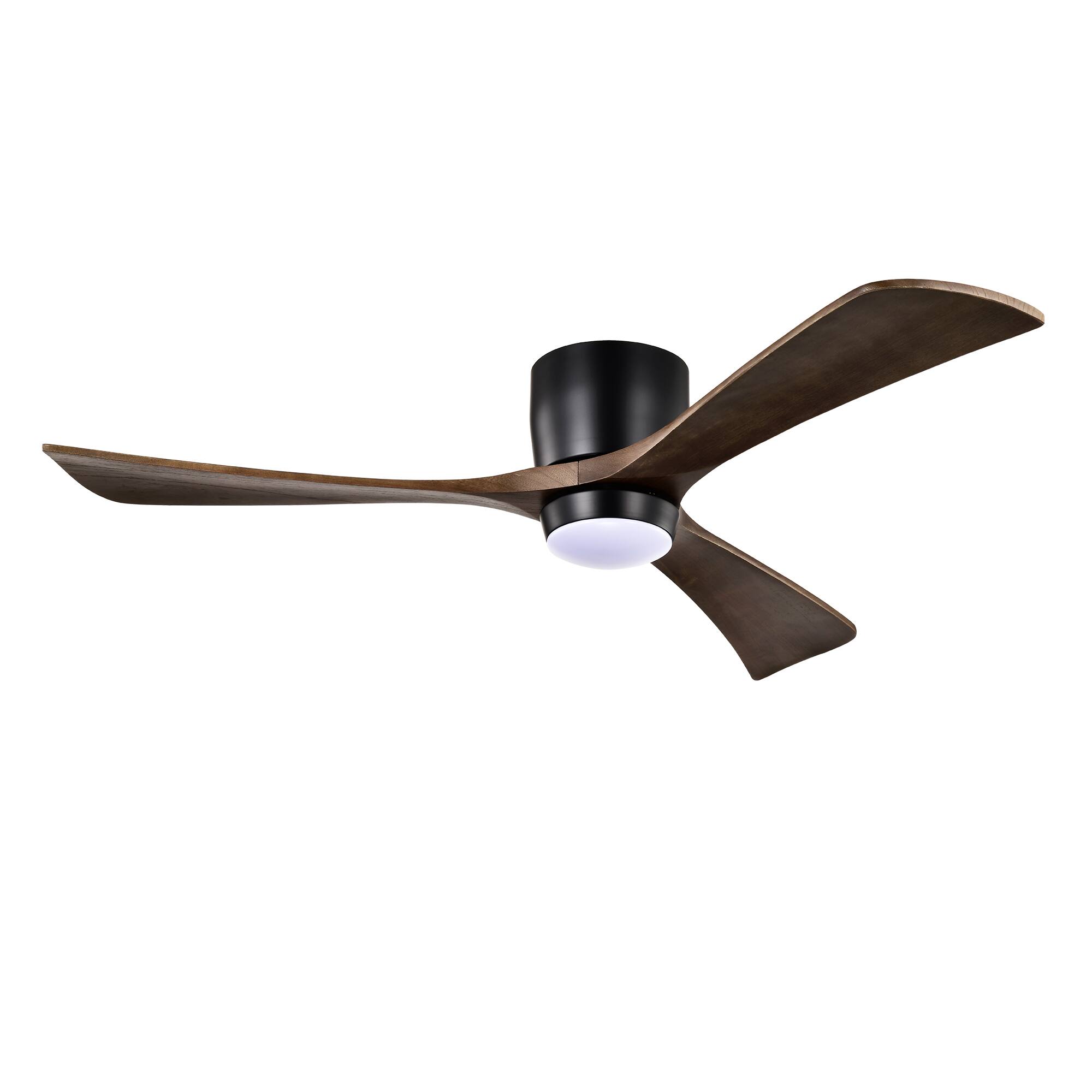 Alt View 5. Sofucor - Quiet Flush Mount Ceiling Fans with Integrated LED Lights & Remote 6 Speed Solid Wood Blades Outdoor Indoor Ceiling Fan - Black.