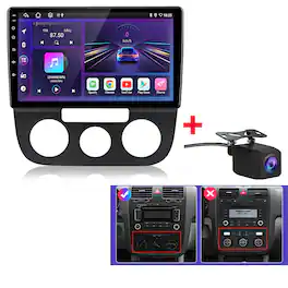 Junsun - For Volkswagen Jetta 5 2005-2010 Manual AC Backup Camera 6+128G 10"Android 15 carplay Car Stereo Radio GPS Navi WIFI SWC - Black