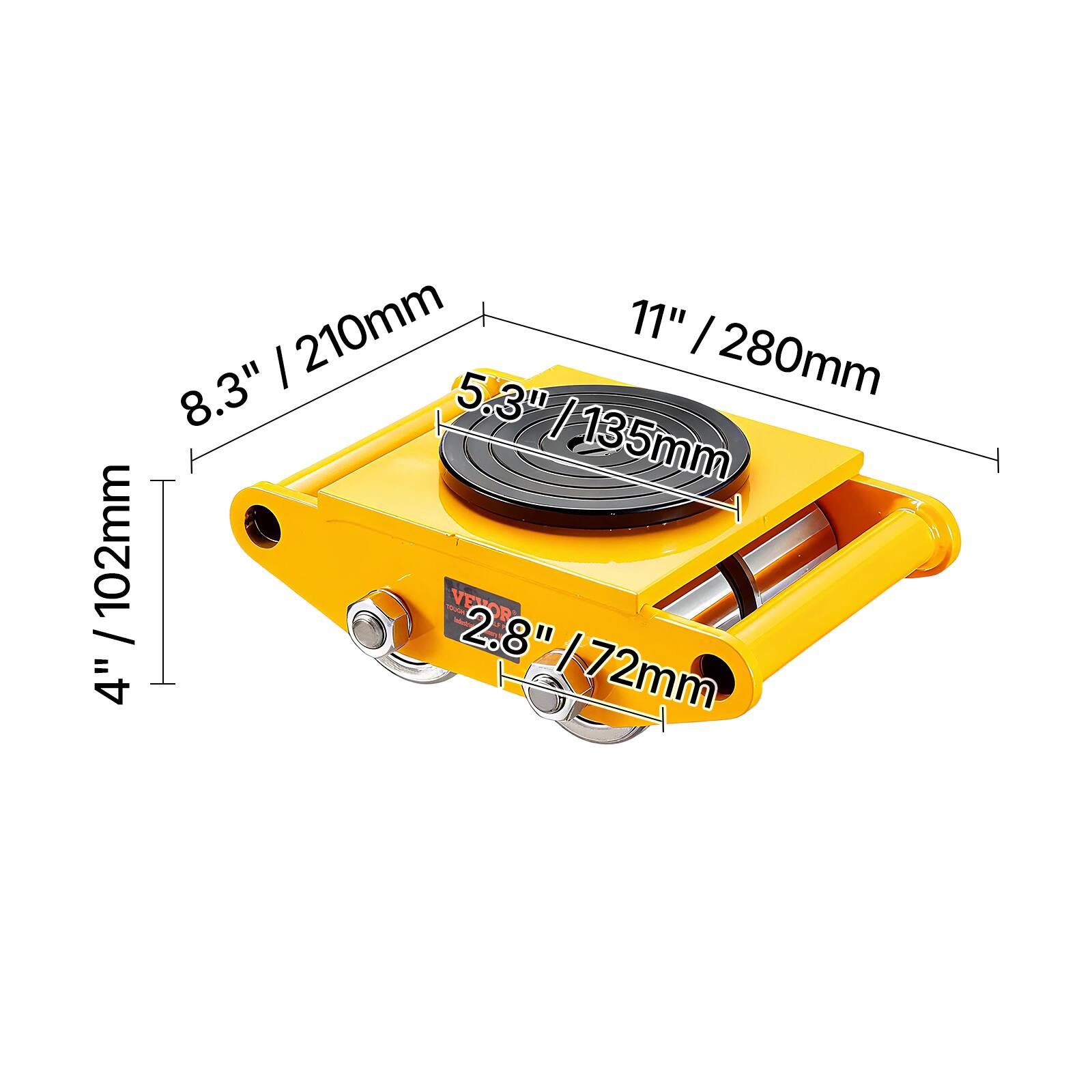 210mm 11" / 8.3" / 280mm 5.3" / 135mm 102mm VEZOR / 2.8" 4" 72mm