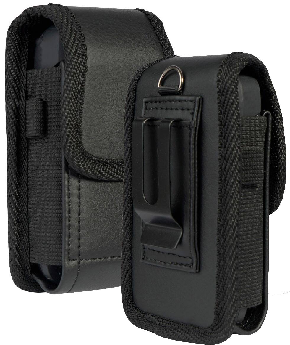 Front. Nakedcellphone - Pouch Case with Belt Clip, Universal for Thick Flip Phones - Black.