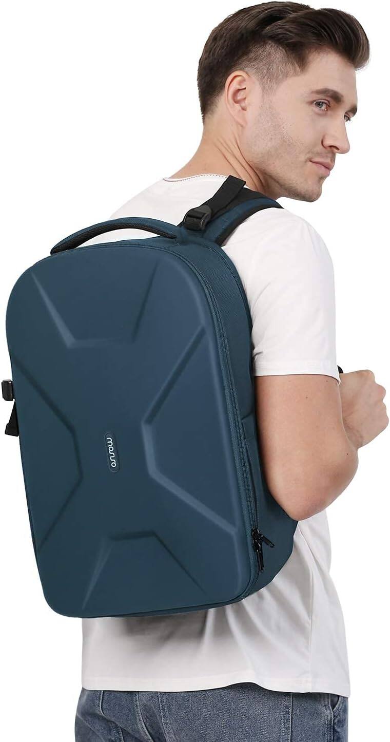 Alt View 2. mosiso - Camera Backpack 15-16 inch Waterproof Hardshell Camera Bag with Tripod Holder&Laptop Compartment - Deep Teal.