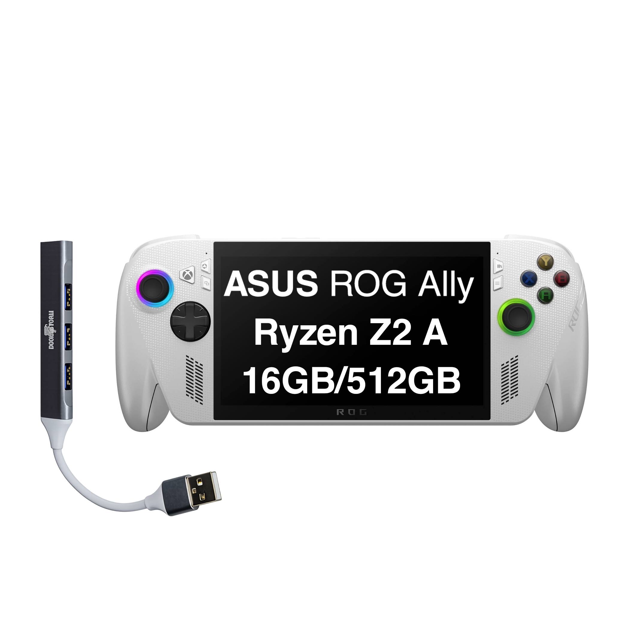 ROG Xbox Ally Handheld 7 Display (Ryzen Z2 A, 16GB, 512GB SSD, AMD RDNA 2 Graphics, Fingerprint, Win 11 Home) w/USB Hub