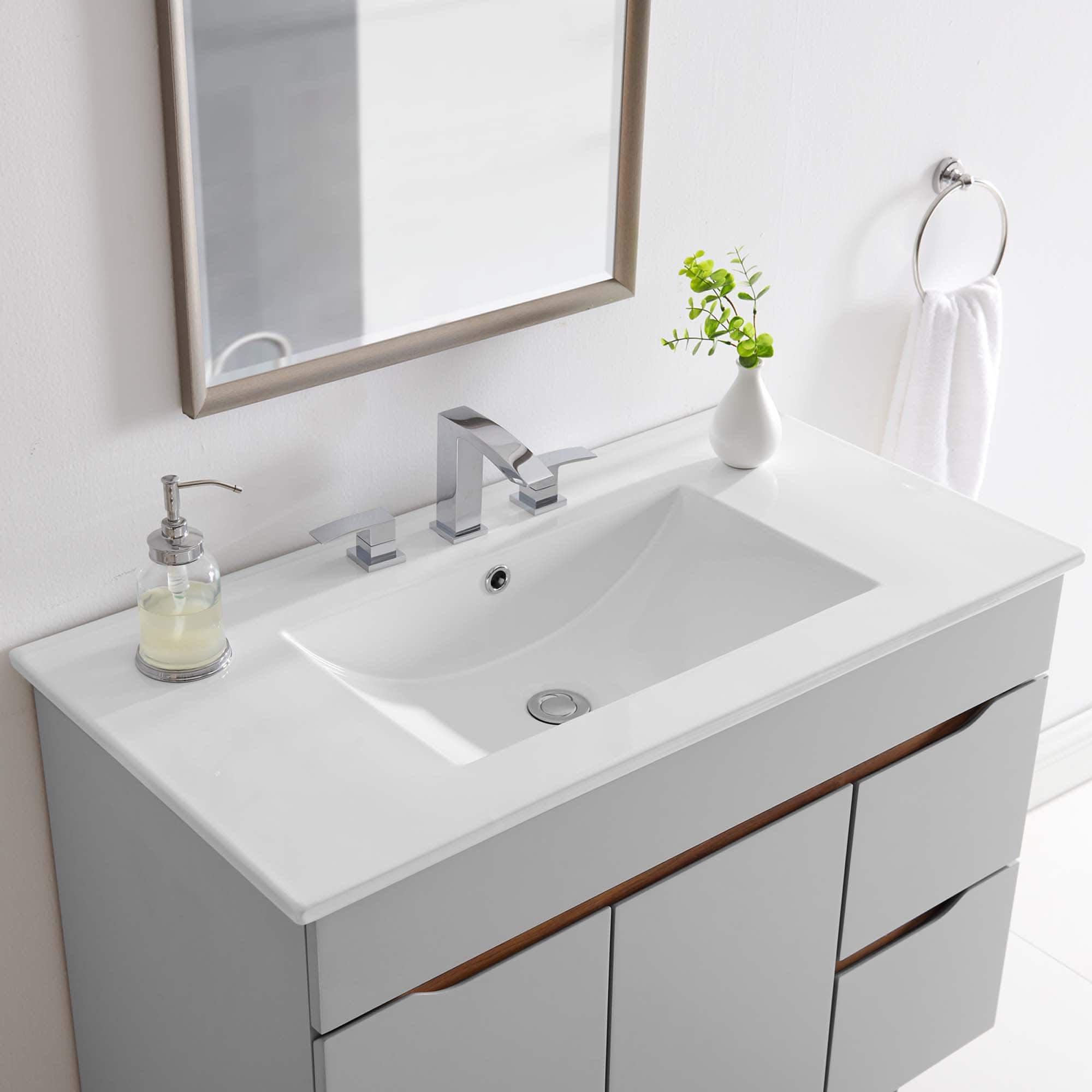 Front. Modway - Cayman Bathroom Sink - White.