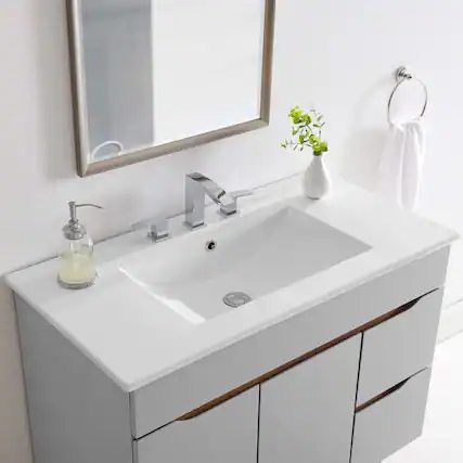 Front. Modway - Cayman Bathroom Sink - White.