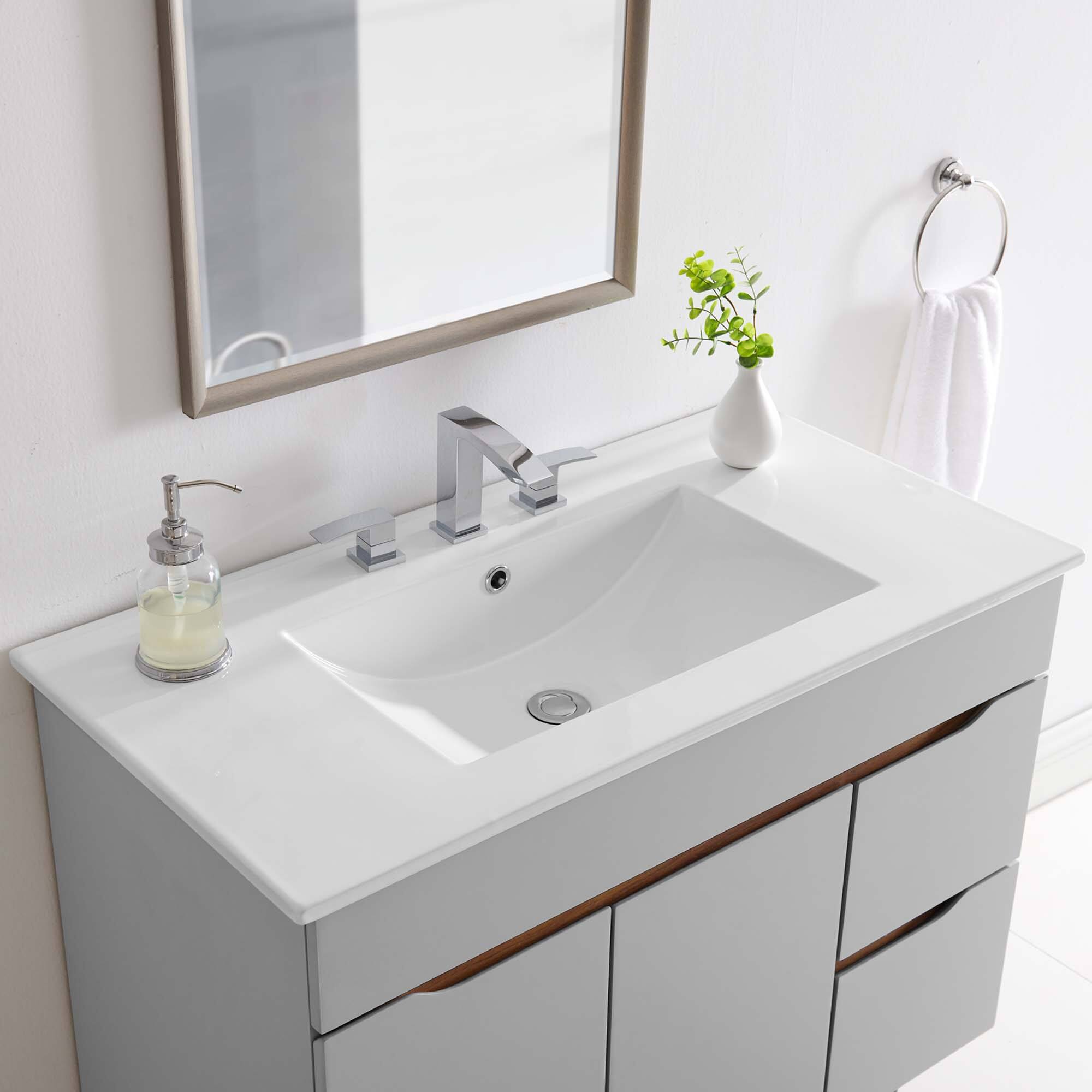 Front. Modway - Cayman Bathroom Sink - White.