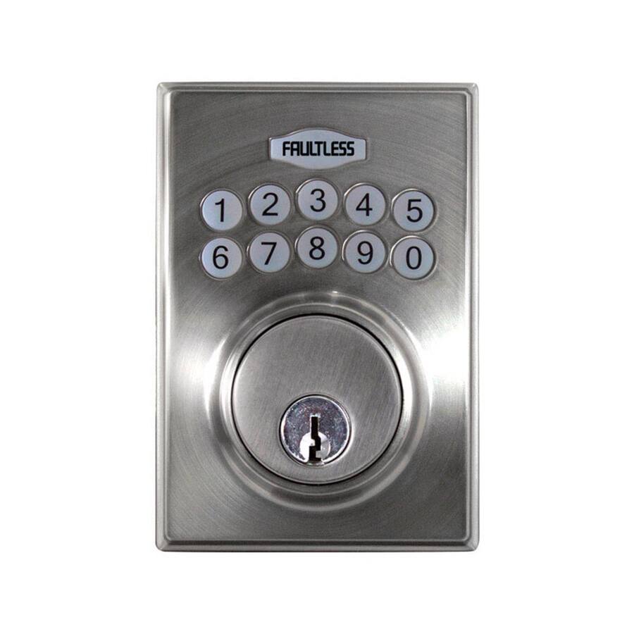 Fault Less Lock Key FAULTLESS Metal Electronic Deadbolt Satin Nickel 050134988293 - Best Buy