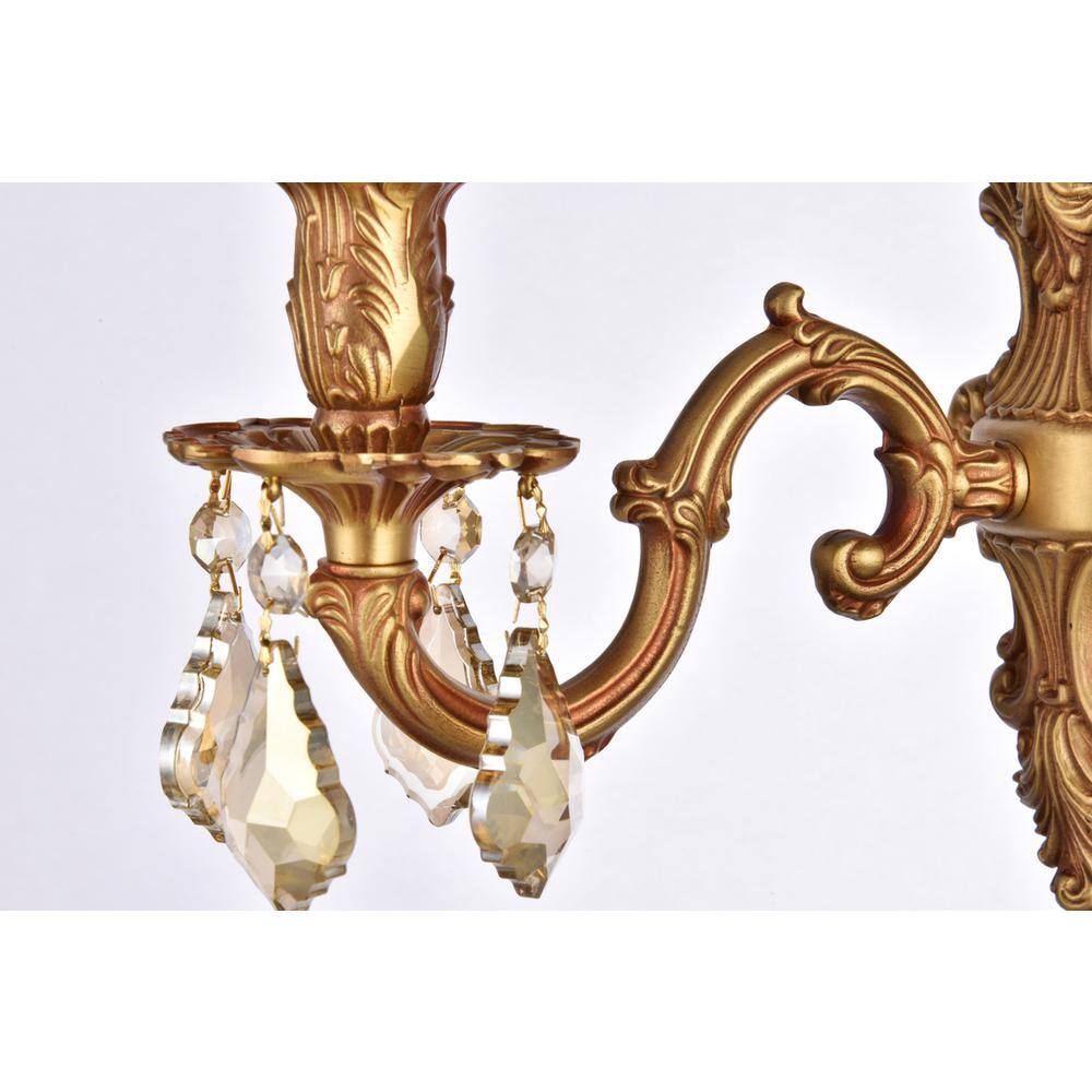 Alt View 2. Elegant Lighting - Monarch 1 light French Gold Wall Sconce Golden Teak (Smoky) Royal Cut Crystal - French Gold.