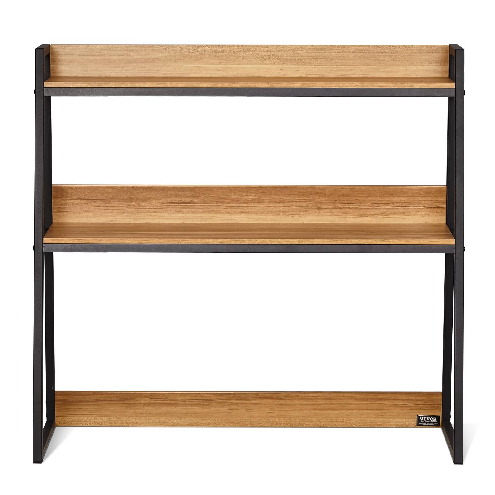 Alt View 5. VEVOR - Desktop Bookshelf, 2-Tier Desktop Storage Organizer, 37.4" x 12.6" x 35.4" Office Storage Rack Wood Color Display Shelf - Wood.