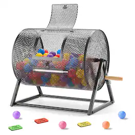 VEVOR - Raffle Ticket Spinner, 16.1" x 11.9" Holds 5000 Tickets or 200 Ping Pong Balls, Raffle Drum Lottery Spinning Cage - Black