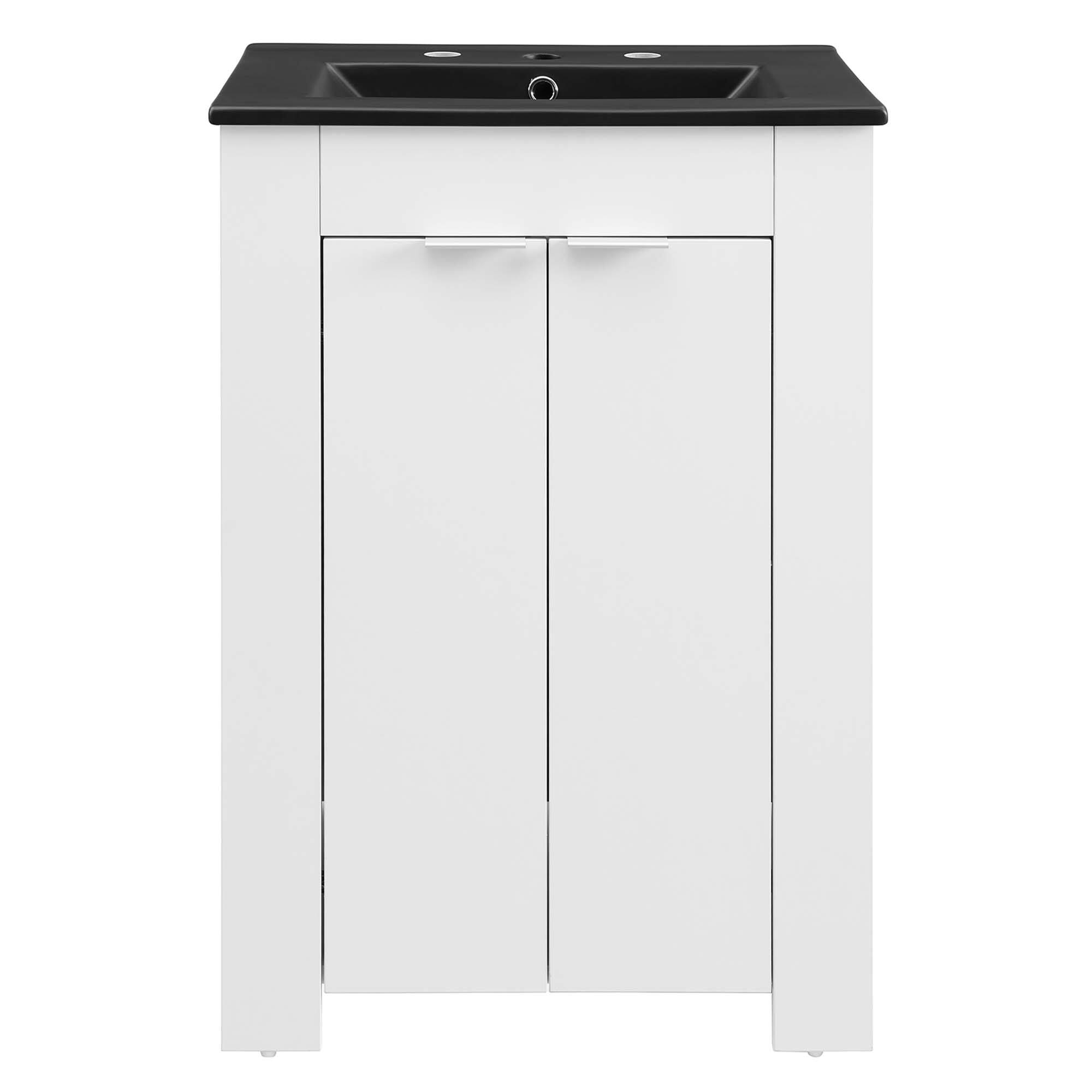 Alt View 5. Modway - Maybelle Bathroom Vanity Basin Included - White Black.