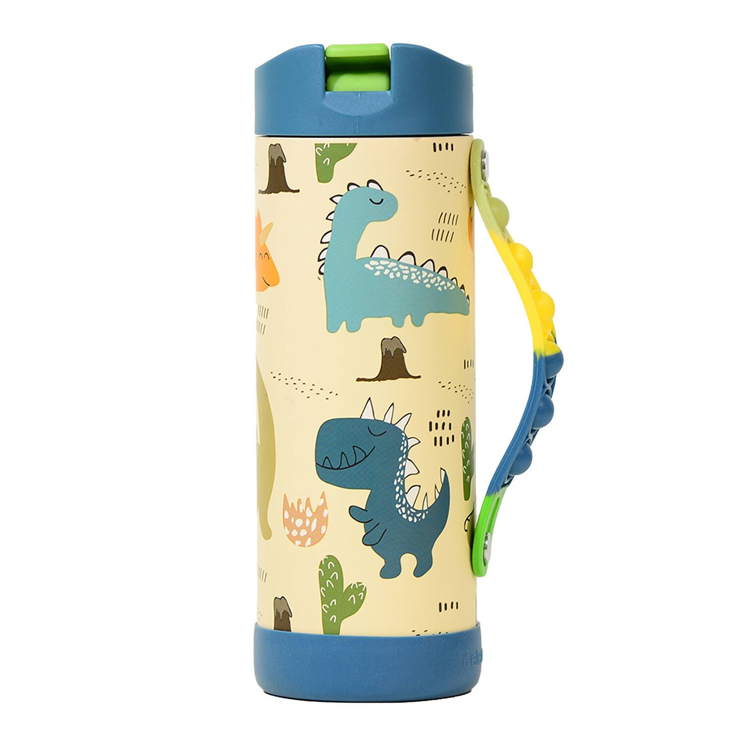 Alt View 1. Elemental - Iconic Pop Stainless Steel Fidget Water Bottle 14 Oz, Flip-open Sports Cap, Dinosaur Design - Dinosaur.