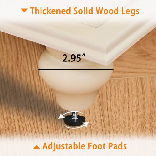 Thickened Solid Wood Legs 2.95" Adjustable Foot Pads