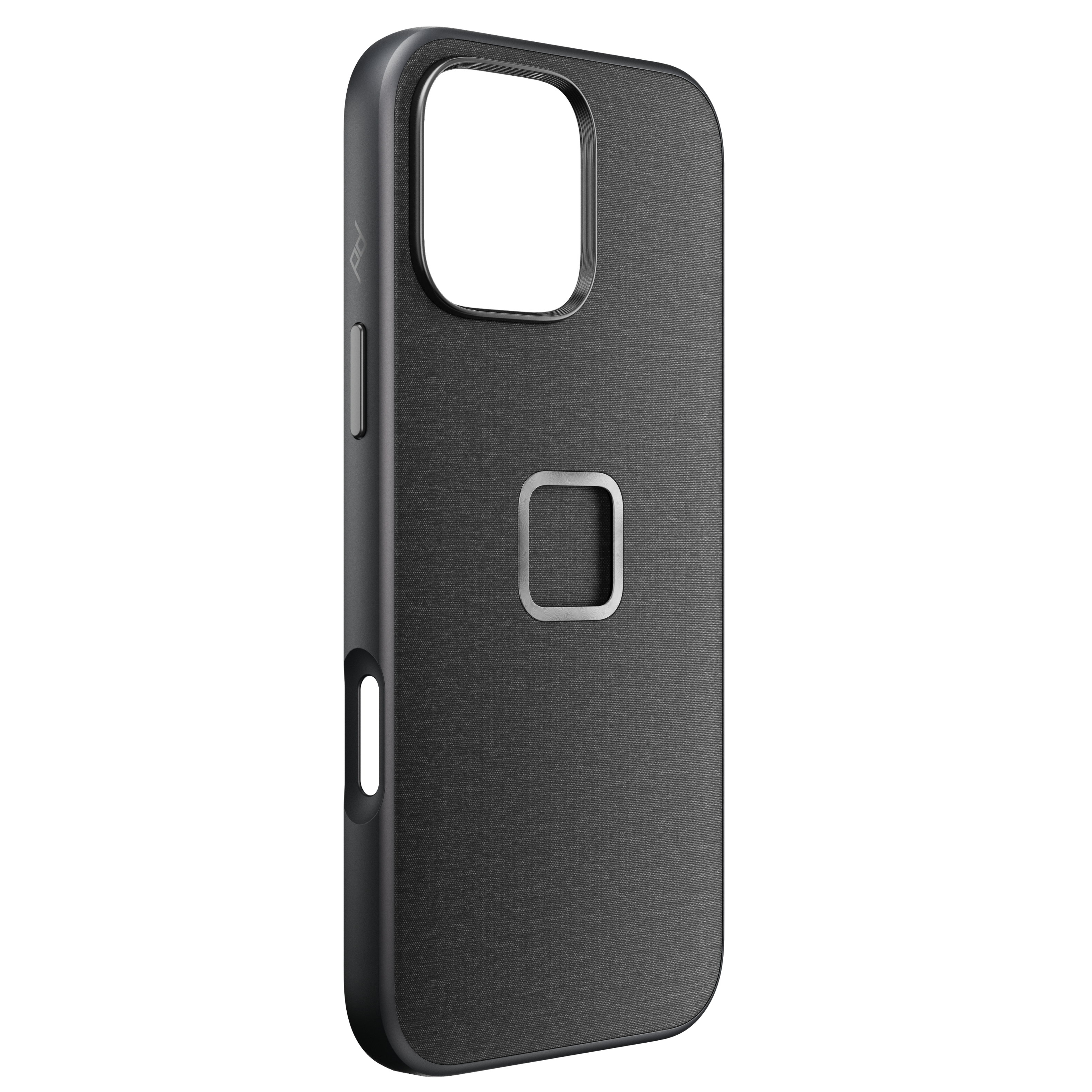 Angle. Peak Design - Everyday Fabric Case for iPhone 16 Pro Max - Charcoal.