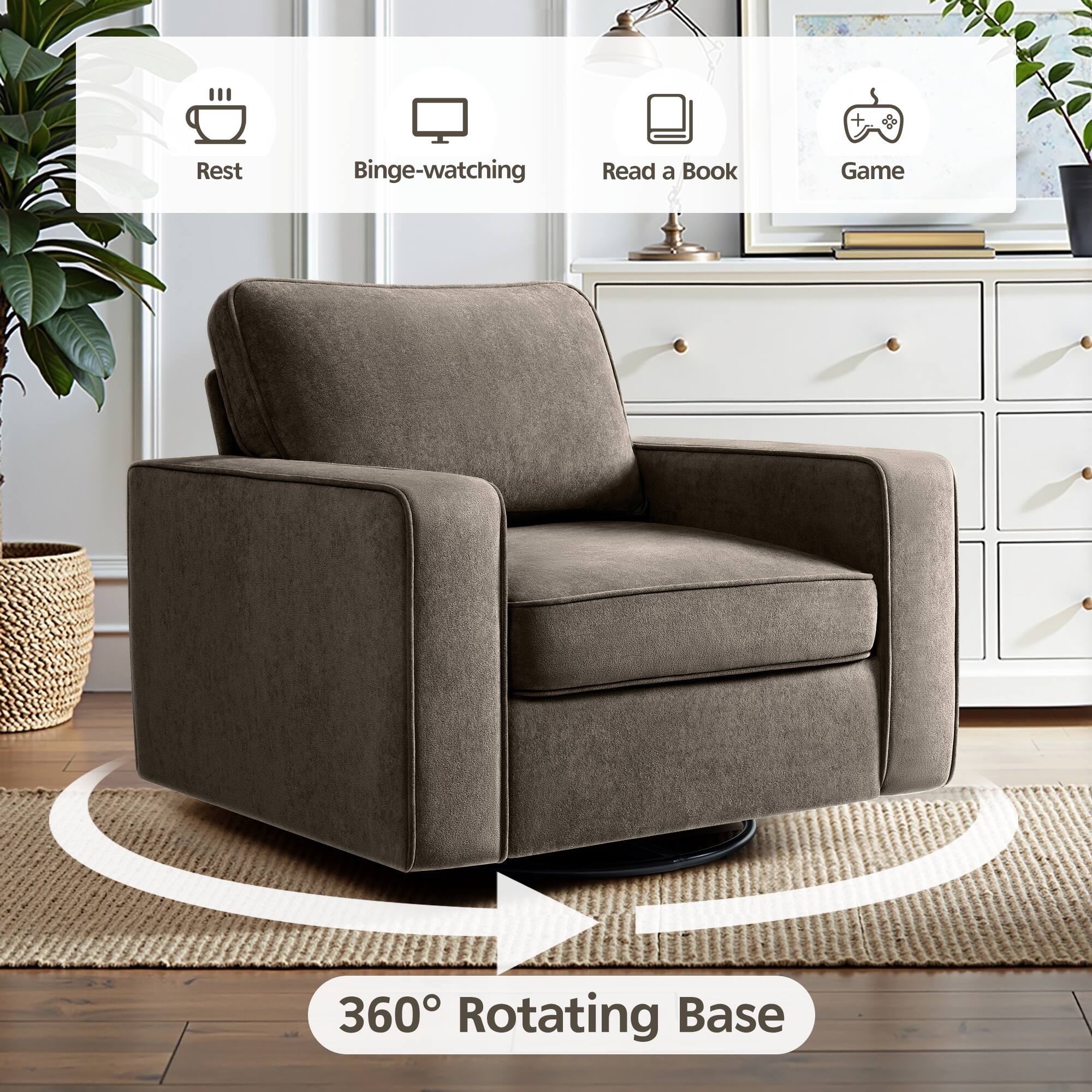 - Rest
- Binge-watching
- Read a Book
- Game
- 360° Rotating Base