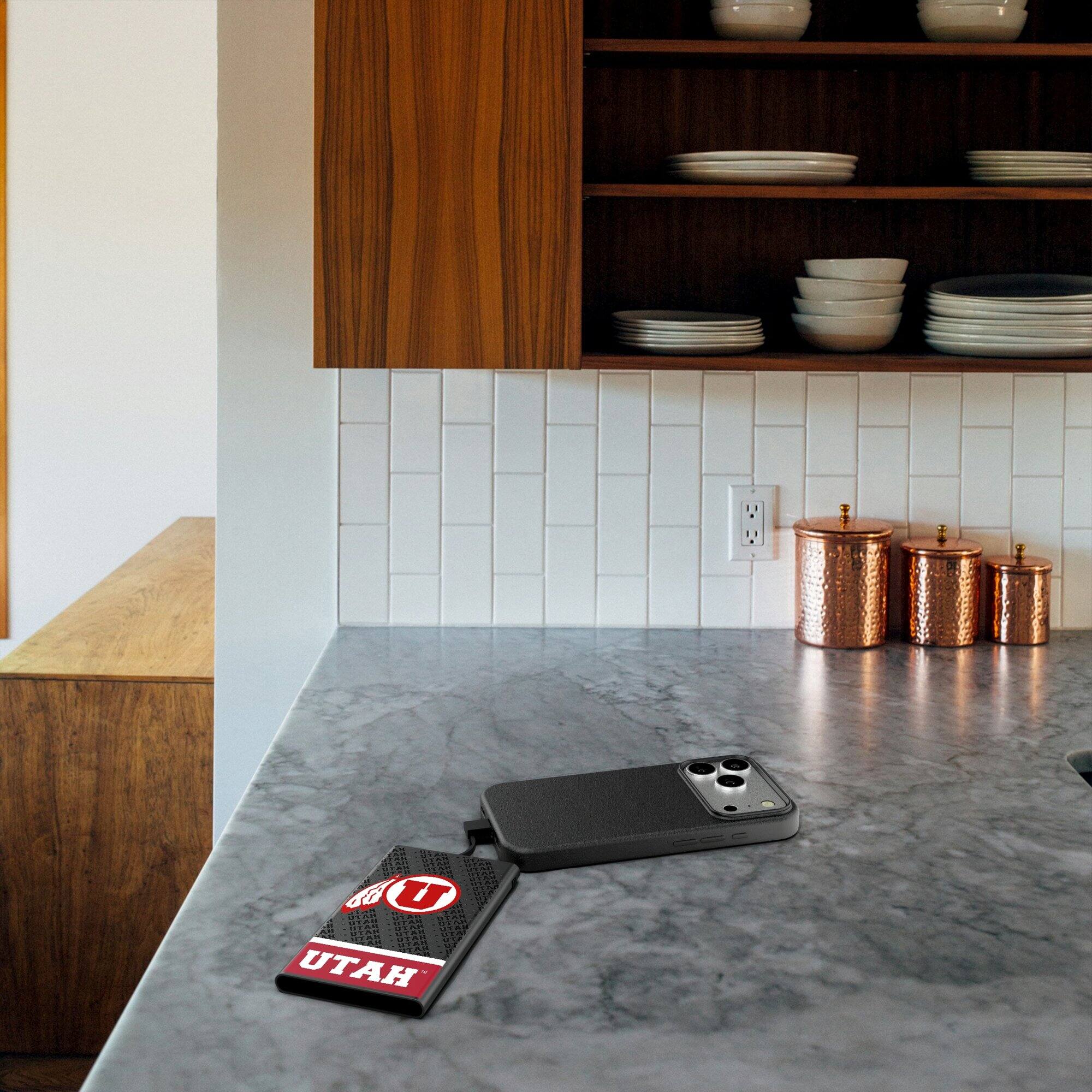 Alt View 2. Keyscaper - Utah Utes Endzone Plus 5000mAh Flat Powerbank - Black.