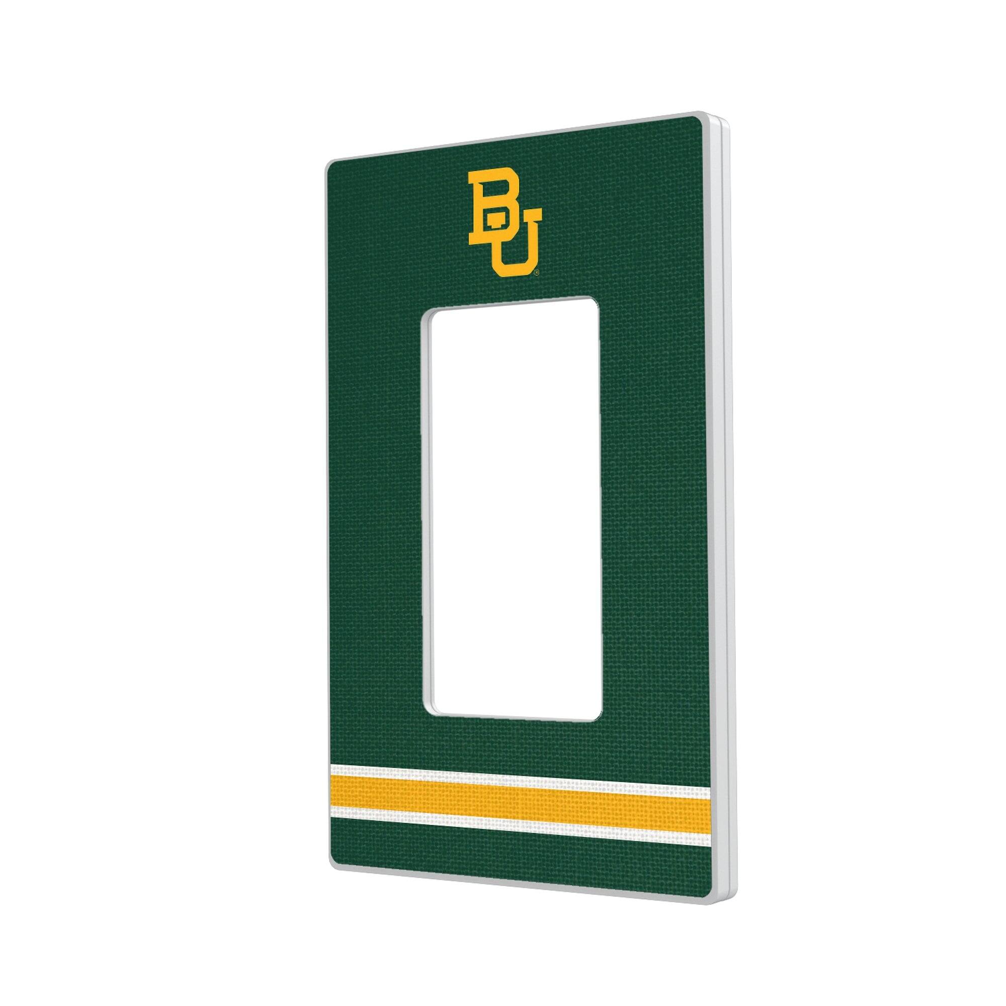 Front. Keyscaper - Baylor Bears Stripe Design Single Rocker Light Switch Plate - Multicolor.