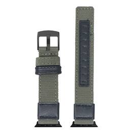 StrapsCo - Rugged Canvas Watch Band Strap For Apple Watch - 40mm/41mm/42mm (Short) - Green (Silver Hardware)
