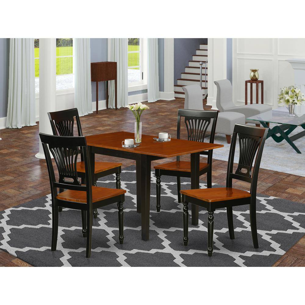 Angle. East West Furniture - Dining Room Set Black & Cherry - Brown.