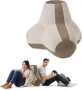 wowmax - Ergonomic Reading Pillow for Bed - Back Support Cushion 28x26x25in - Beige