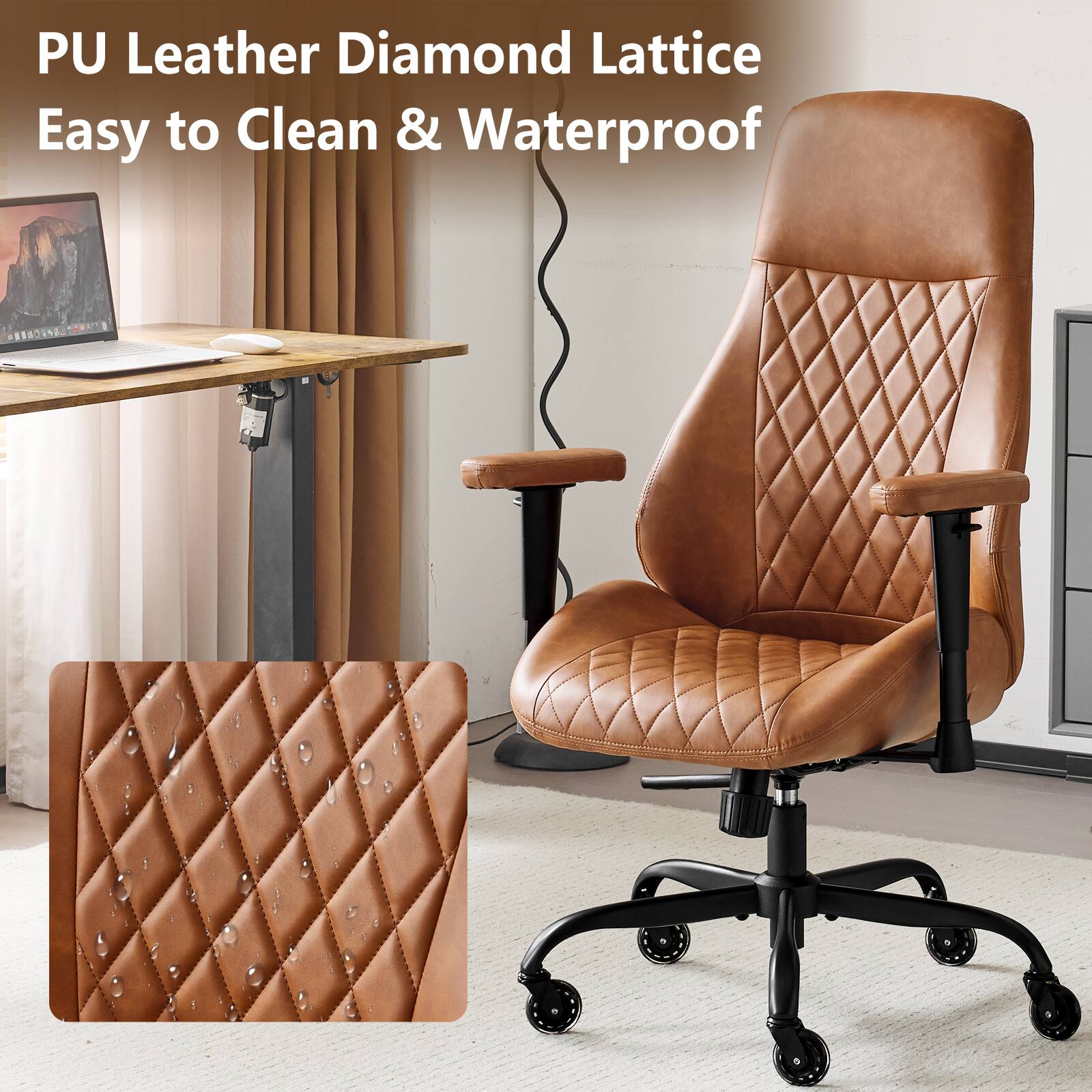 PU Leather Diamond Lattice  
Easy to Clean & Waterproof