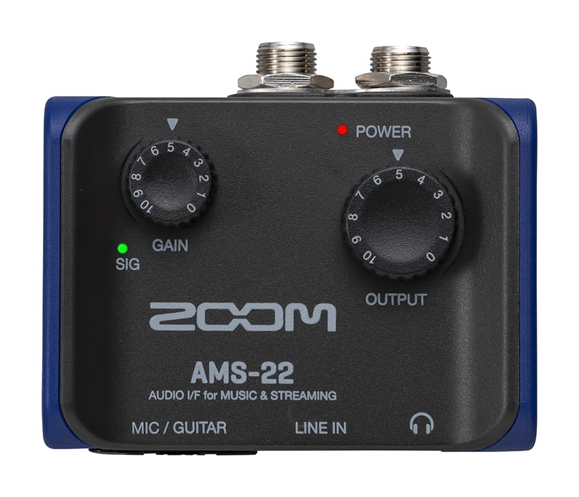 3 COME 6 10 GAIN SIG  
POWER 6 5 4 7 3 8 2 6 1 10 0  
OUTPUT MOOS AMS-22 AUDIO I/F for MUSIC & STREAMING  
MIC/ GUITAR  
LINE IN