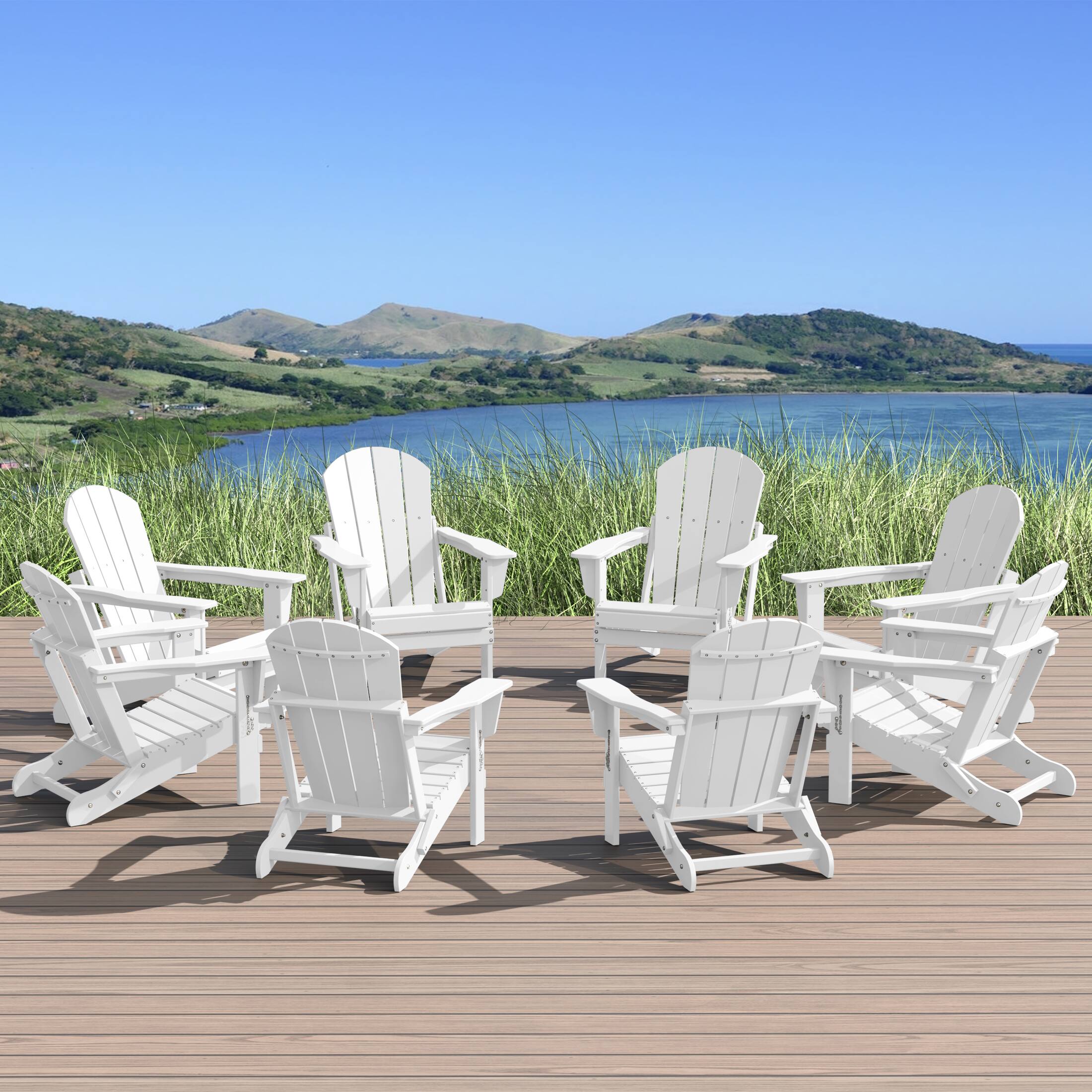 Angle. WestinTrends - WestinTrends Malibu Outdoor Folding Poly Adirondack Chair (Set of 8) - White.
