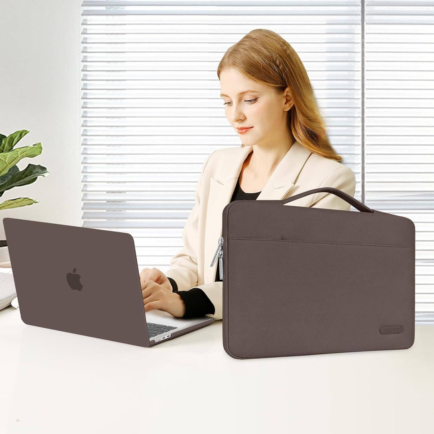 Alt View 2. mosiso - 5in1 Kit for MacBook Air 13-Inch M5 M4 M3 M2 2022-2026, Hard Shell&Sleeve Bag&Keyboard Skin&Webcam Cover&Screen Film - Beige Brown.
