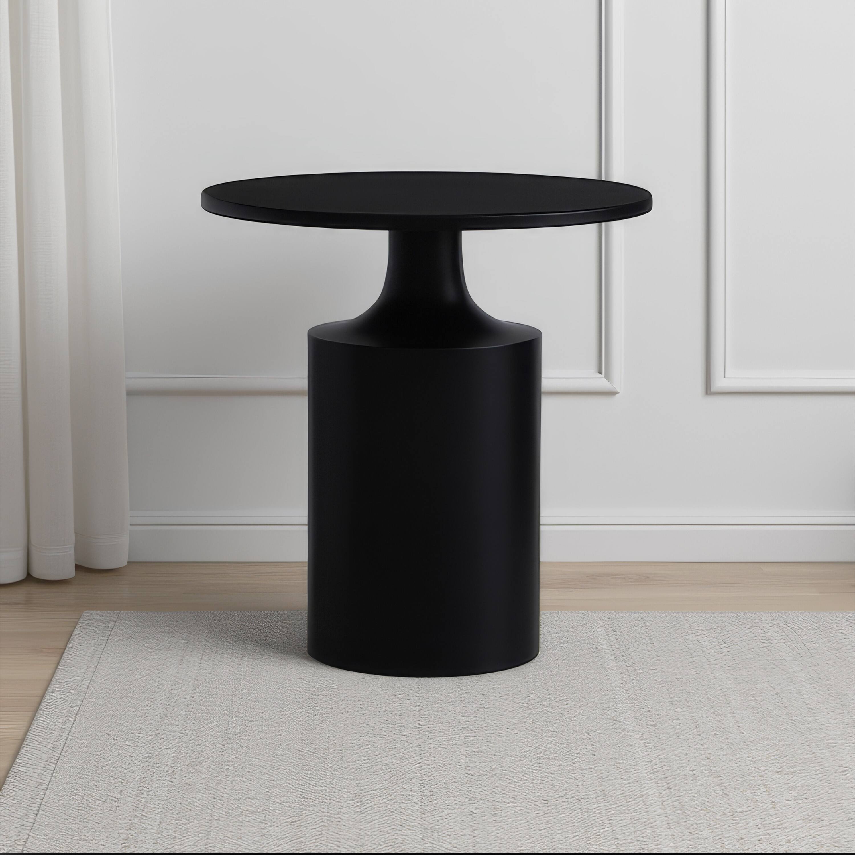 Alt View 8. Manhattan Lane - 20 Inch Modern Round Iron Side Table with Pedestal Base - Black.