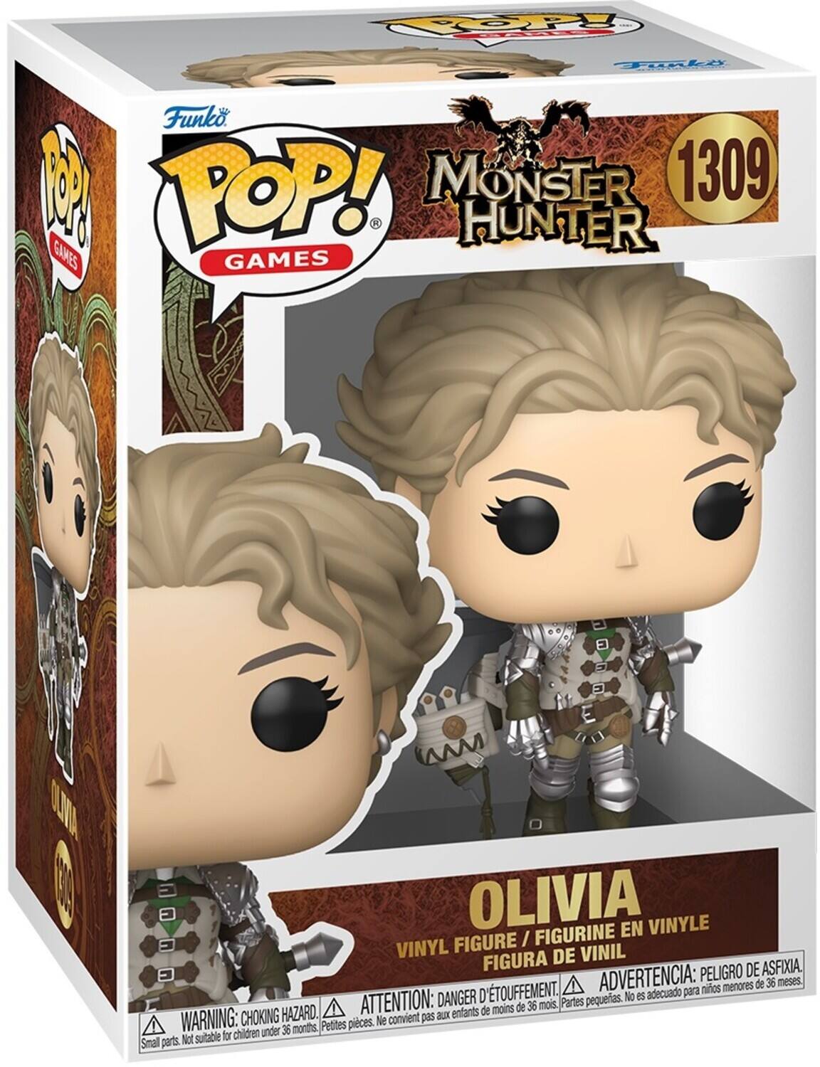 Funko POP! GAMES MONSTER HUNTER 1309

OLIVIA
VINYL FIGURE / FIGURINE EN VINYLE
FIGURA DE VINIL

ADVERTENCIA: PELIGRO DE ASFIXIA. ATTENTION: DANGER D'ÉTOUFFEMENT. WARNING: CHOKING HAZARD. Small parts. Not suitable for children under 36 months.