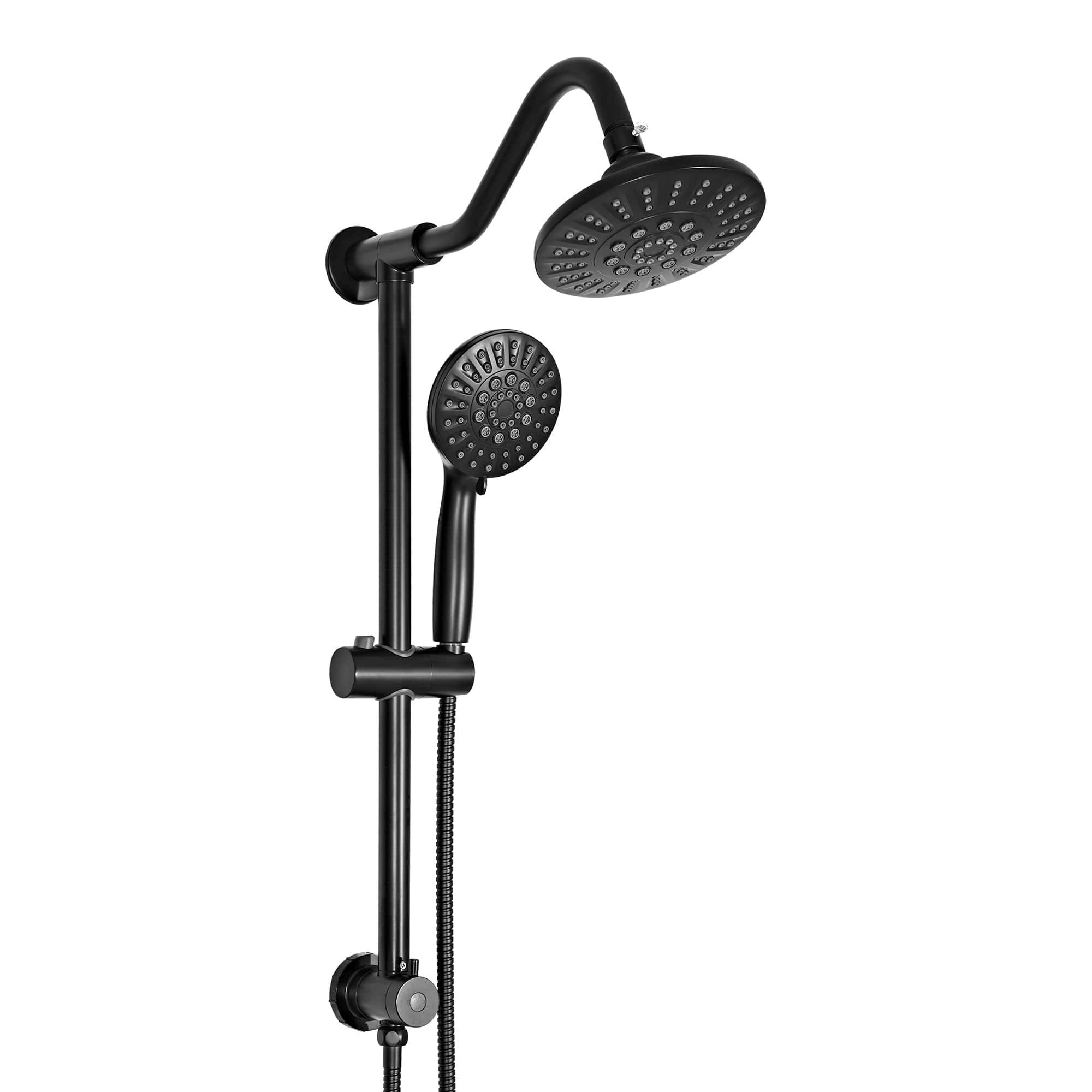 Akicon - Shower System with High Pressure Rain Shower Head and Handheld 6-Mode Spray Combo Slide Bar - Black