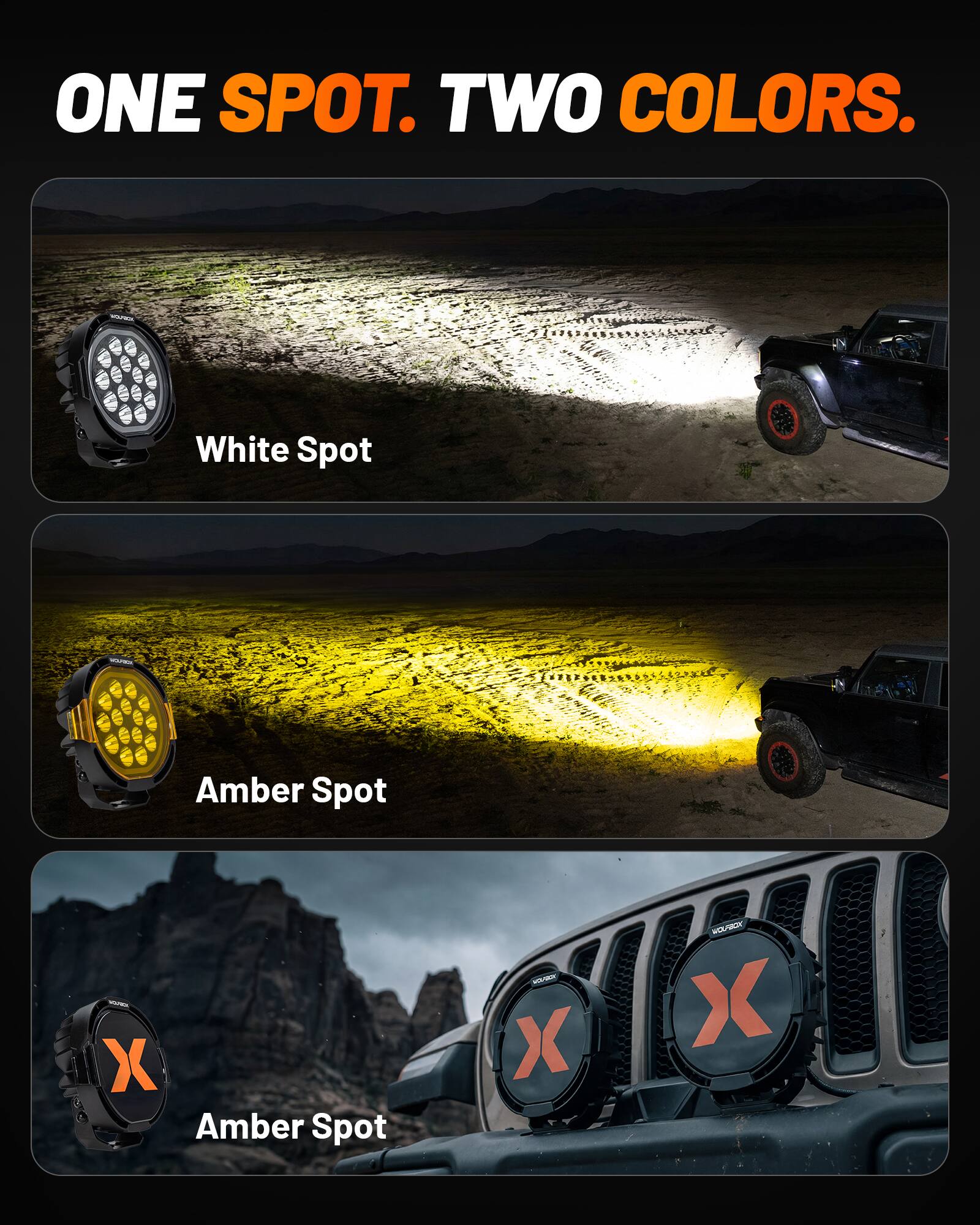 ONE SPOT. TWO COLORS.  
White Spot  
Amber Spot  
Amber Spot V  
VOLAR X