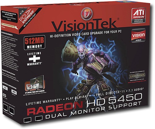  Visiontek - Radeon 5450 Graphic Card - 650 MHz Core - 512 MB DDR3 SDRAM - PCI Express 2.1 x16