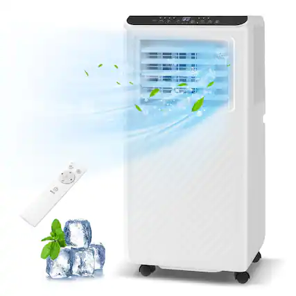 Front. Gymax - Gymax 8000 BTU Portable Air Conditioner 3 in 1 Floor AC Unit w/ Fan & Dehumidifier Quiet Air Cooler - White.