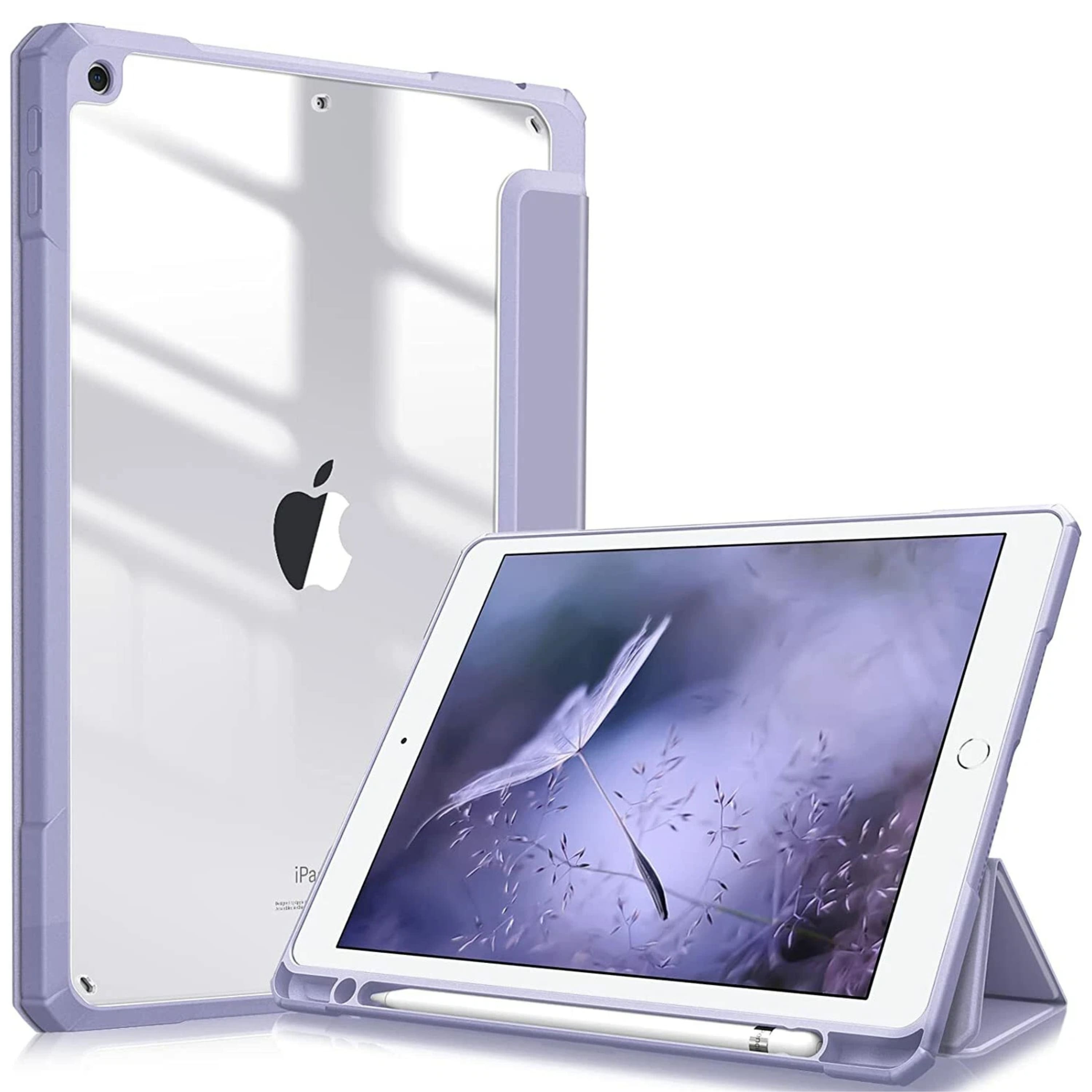 Front. Kitcheniva - Lightweight Shockproof Case For iPad 9th 8th 7th 10.2 Inch Clear Back Lilac Purple - Lilac Purple.
