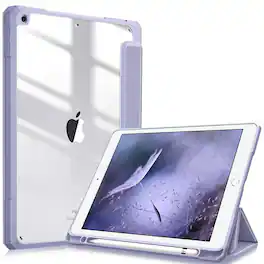 Kitcheniva - Lightweight Shockproof Case For iPad 9th 8th 7th 10.2 Inch Clear Back - Lilac Purple