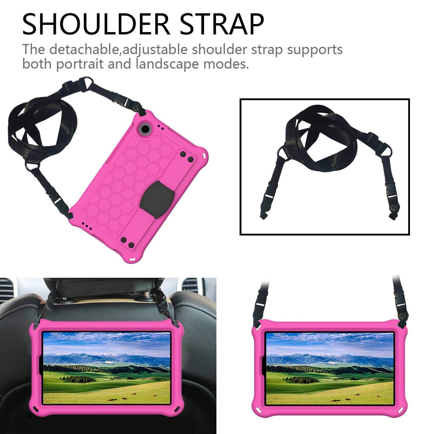 SHOULDER STRAP

The detachable, adjustable shoulder strap supports both portrait and landscape modes.