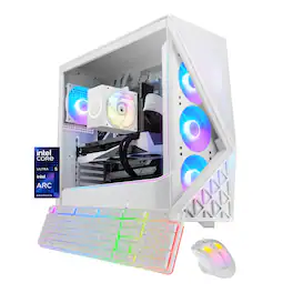 iBUYPOWER - Slate Gaming Desktop PC - Intel Core Ultra 5 225F 2025 INTEL Arc B570 10GB 16GB DDR5 1TB NVMe SSD Storage - White
