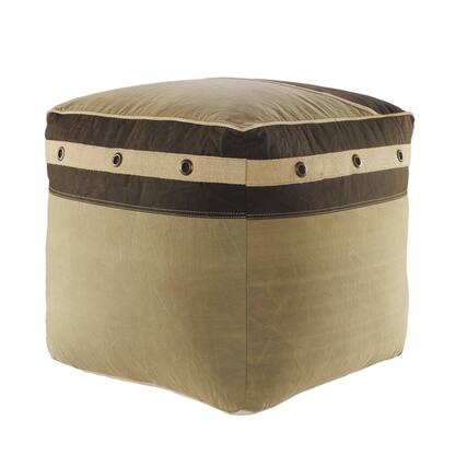 Front. Hivvago - Hivvago 20 Inch Cotton Striped Pouf Ottoman - Brown.