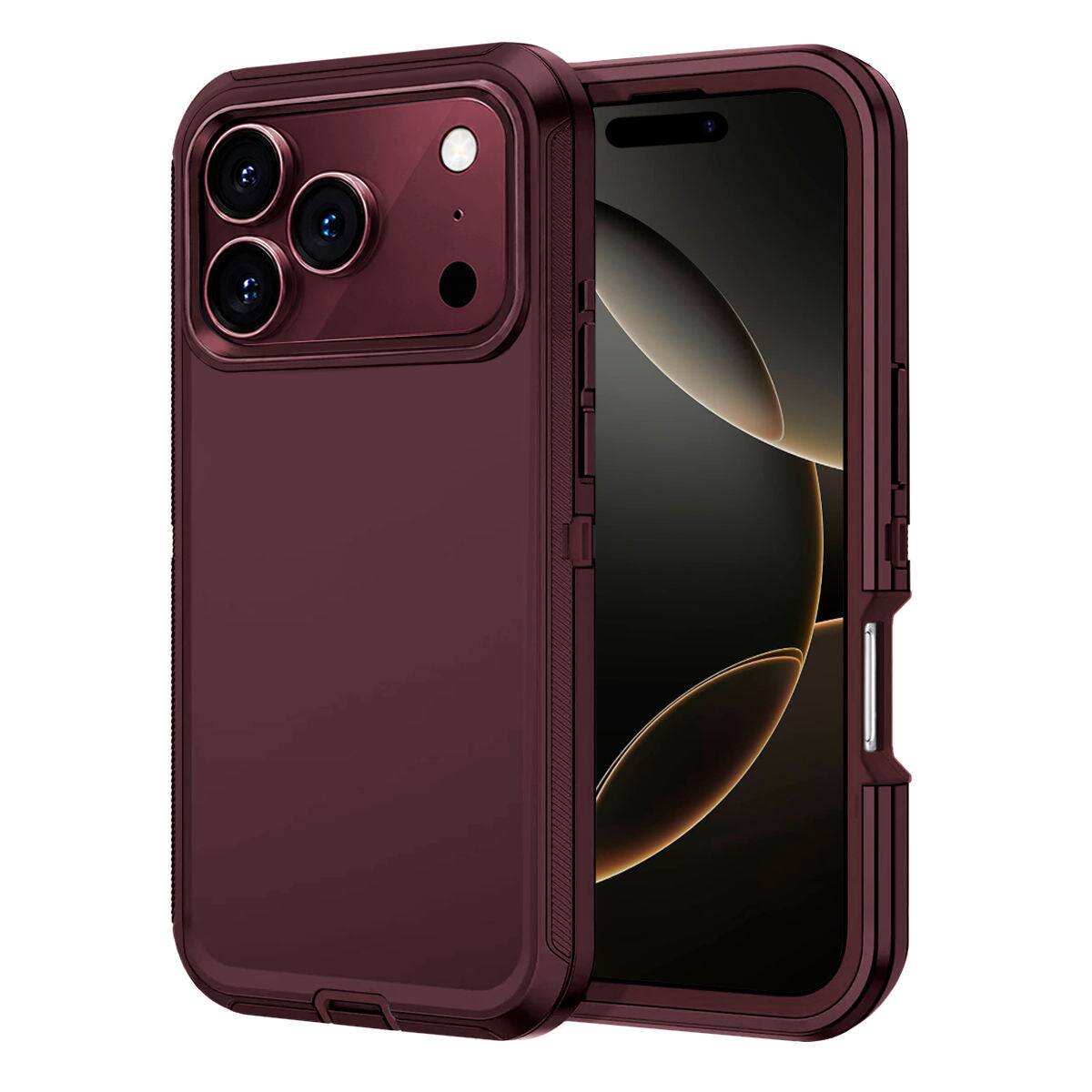 Entronix - Case Compatible with iPhone 18 Pro Max - Triple-Layer Heavy Duty Protection - Burgundy